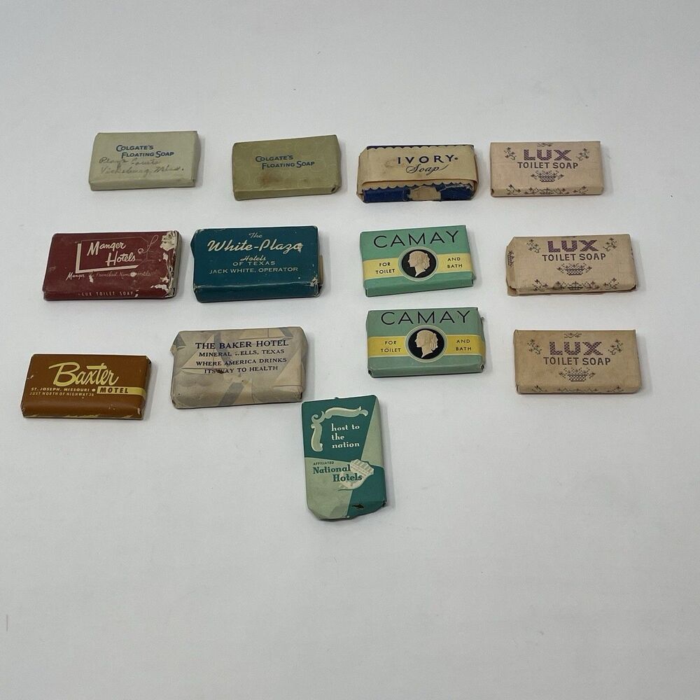 Vintage Hotel Soap Lot 13pc‎ Camay Lux Ivory Retro Advertising Props Cottagecore